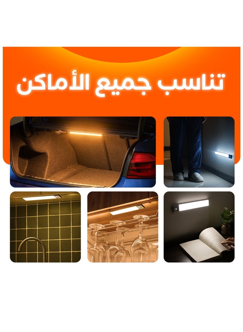 RIBAL ضوء حساس الحركة يعمل تلقائيًا (4 قطع) - ضوء LED لاسلكي ذكي مع سطوع قابل للتعديل وألوان للغرف والمطابخ والخزائن والممرات - مجموعة ضوء تحت الخزانة قابلة لإعادة الشحن بدون سلك - Image 4